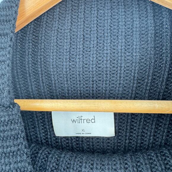 Wilfred Black Sweater Dress XL Long Sleeve Ribbed Knit Minimalist Winter Cozy - Picture 3 of 9